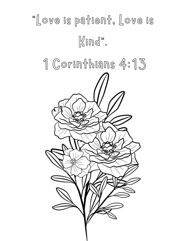 Love is patient, love is kind coloring pages