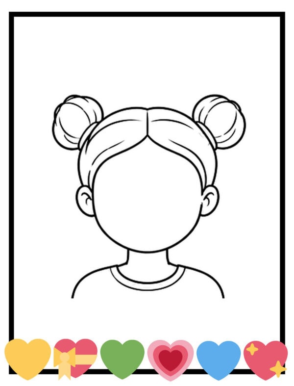 blank face templates with ponytail