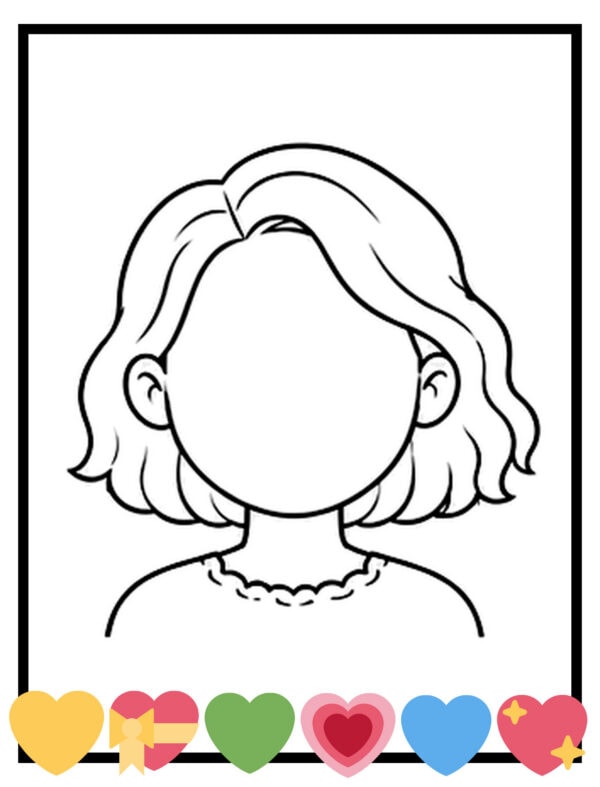 blank face templates with bob haircut