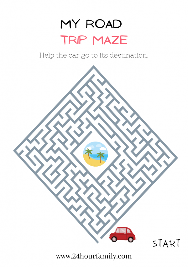 my road trip maze game free printable 