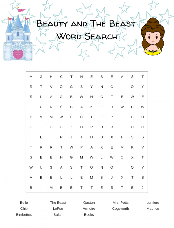 beauty and the beast word search