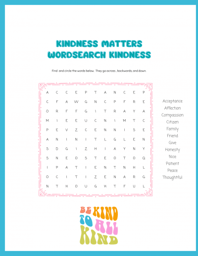 12 Free Word Search Kindness Printables - 24hourfamily.com