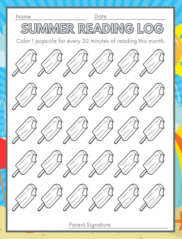 summer reading log free printable for kids