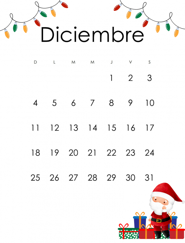 Spanish calendar December 2022