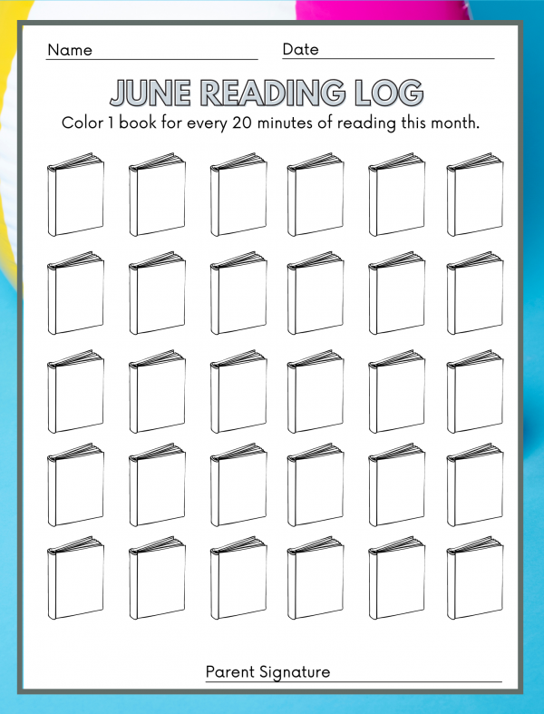 June reading log summer reading log for kids