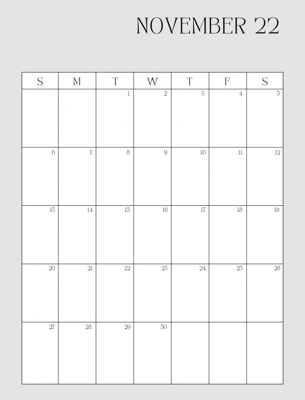 November 2022 calendar free printable download pdf