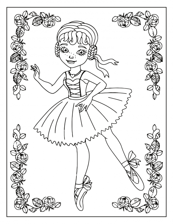 ballerina pointe shoes flowers in hair coloring pages