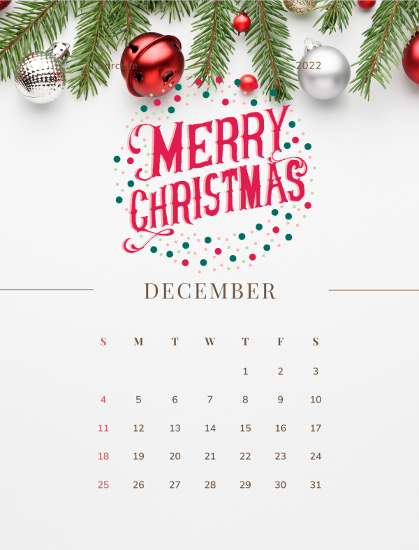 december blank calendar 