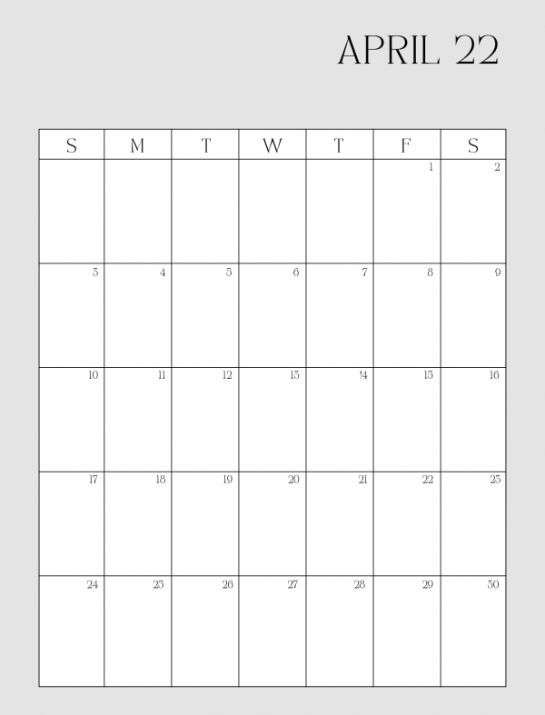 April 2022 free printable calendar download pdf