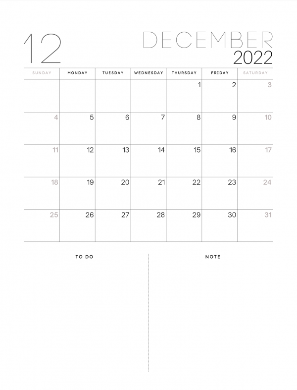 simple black and white calendar