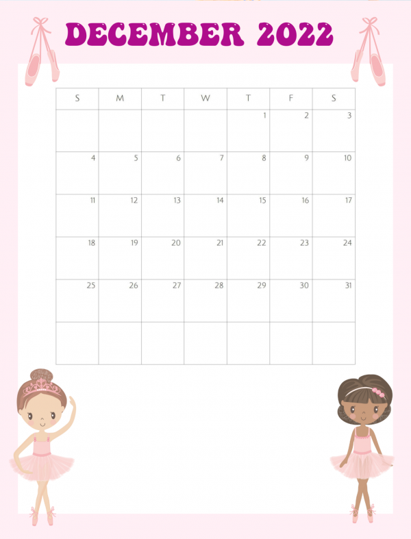 ballerina December calendar