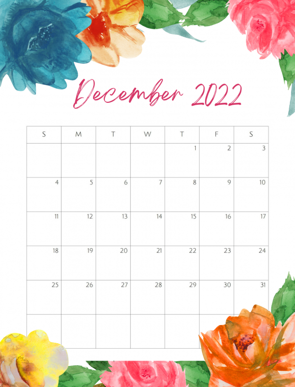 floral December calendar
