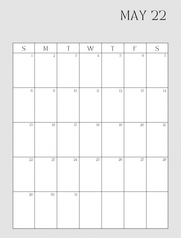 May 2022 calendar free printable pdf download 