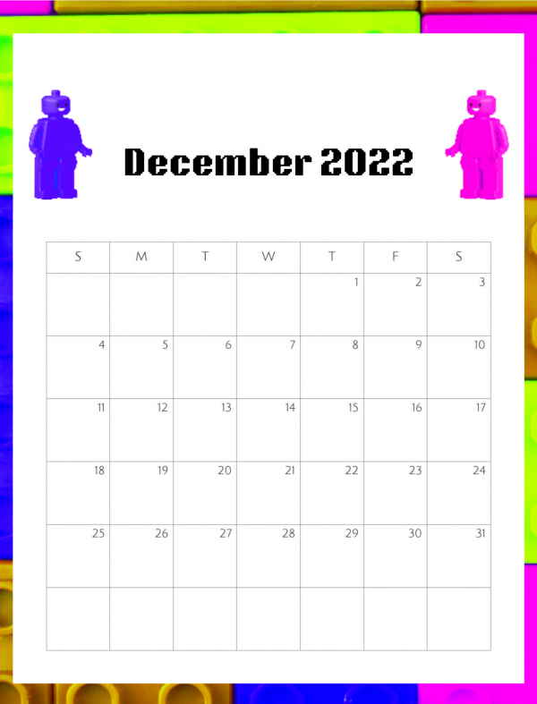 lego themed december calendar