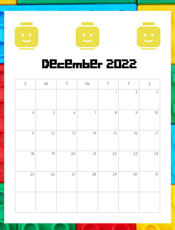 lego themed december calendar