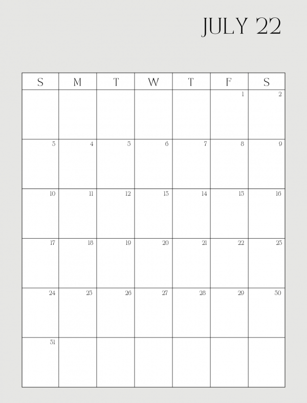 July 2022 free printable calendar pdf download