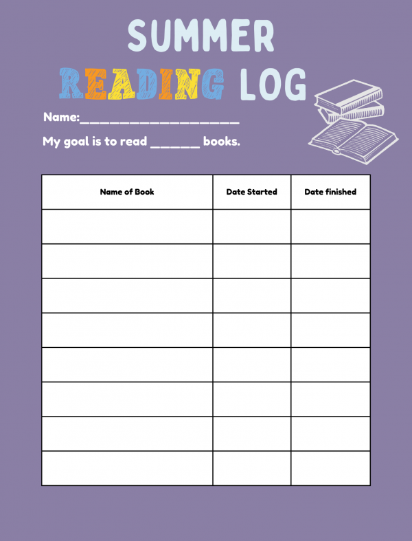 summer reading log for first grade second grade third grade fourth grade fifth grade sixth grade