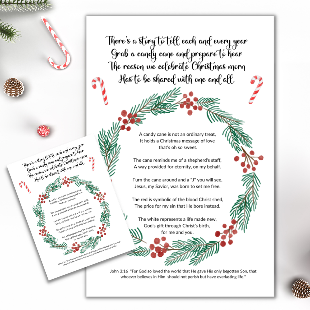 Meaning of the Candy Cane Poem (Free Printable)