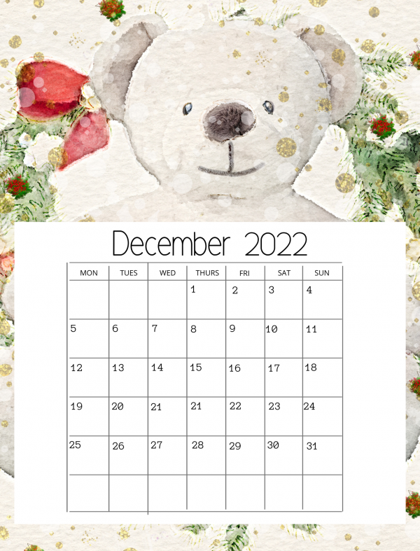 teddy bear christmas calendar