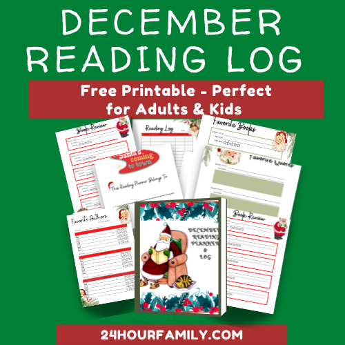 free printable December reading log for kids and adults