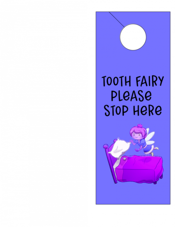 free printable door hanger tooth fairy themed