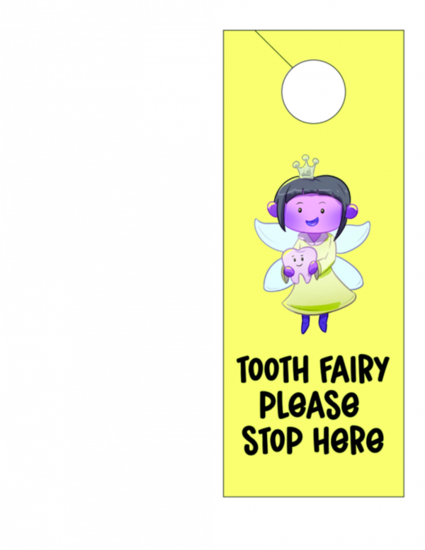 free printable door hanger tooth fairy themed