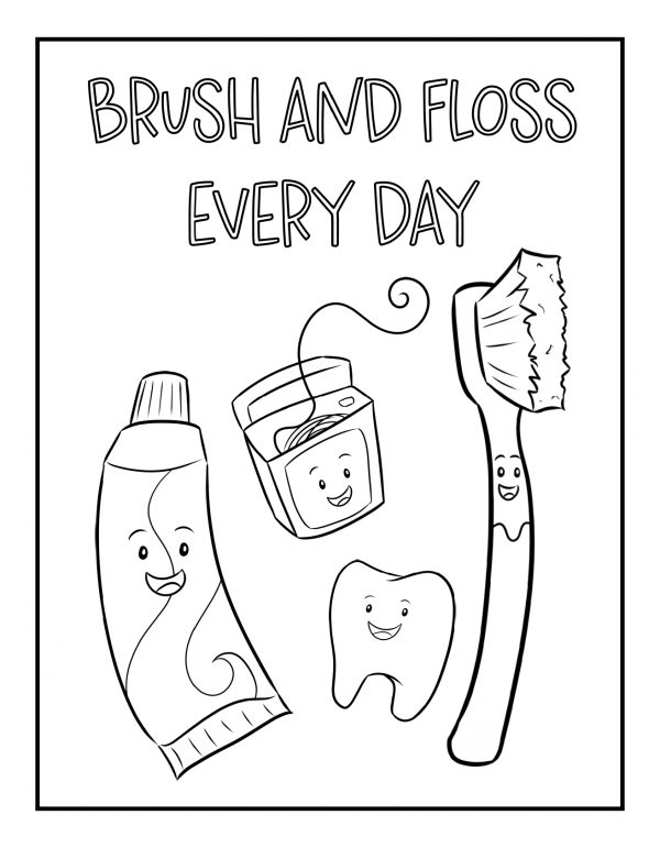 dental hygiene for kids coloring pages