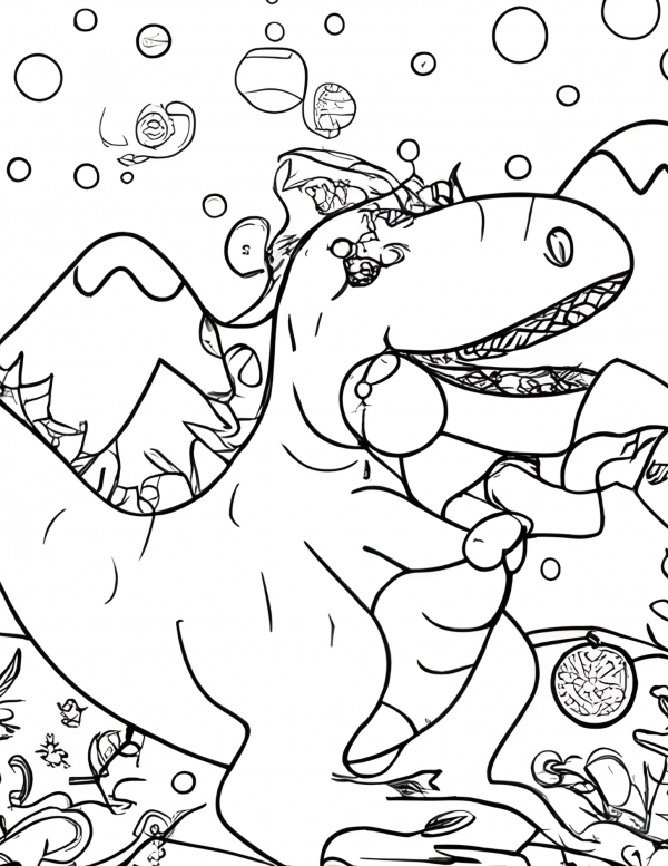 dinosaur christmas coloring page
