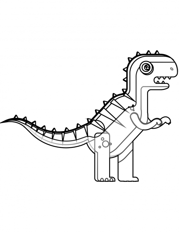 robot trex coloring page