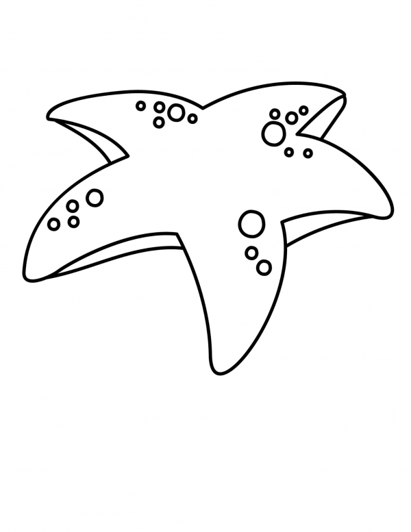 a simple coloring picture of a starfish