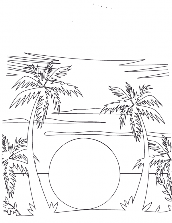 sunset coloring page