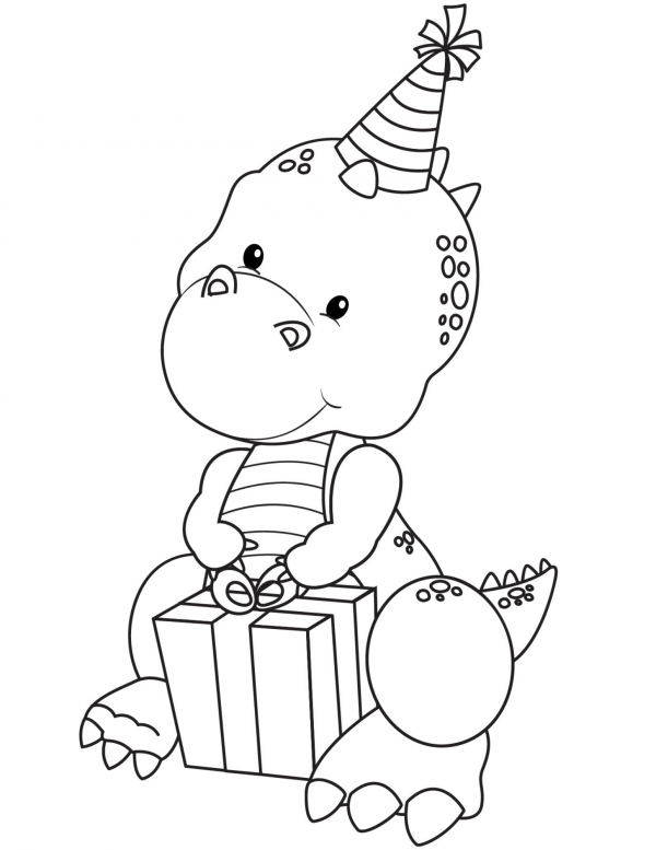 baby dinosaur birthday party coloring pages