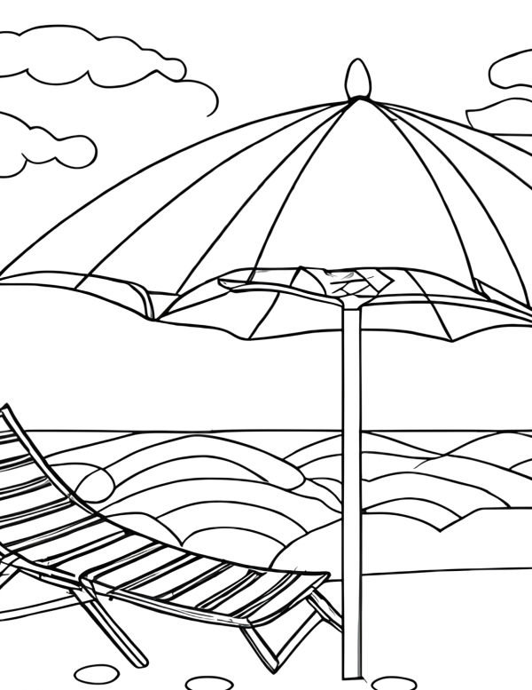 Beach Sunset Coloring pages with palm trees