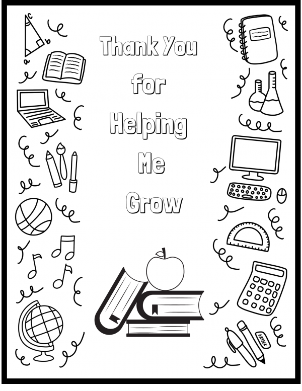 thank you for helping me growing coloring page for teachers