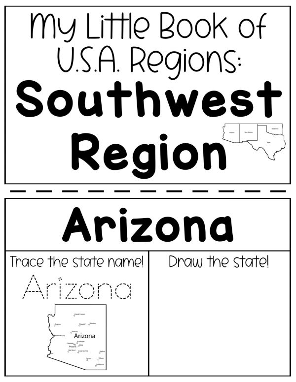 the southwest region of he united states of america regions of the united states worksheets for kids
