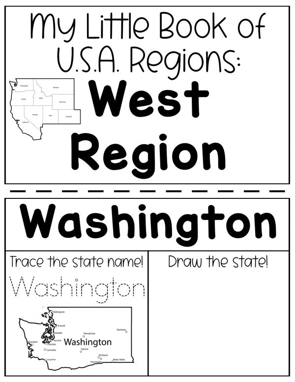 five regions of the united states the west region printable pdf for kids