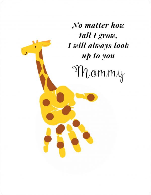 No matter how tall we grow, we will always look up to you Mommy for mothers day handprint art for kids