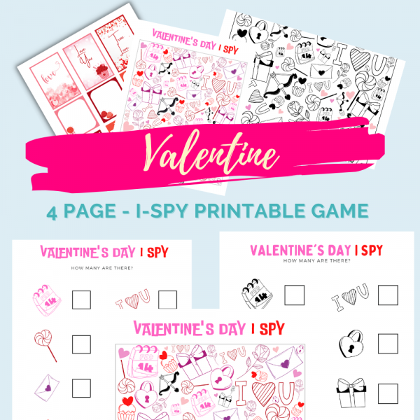 free valentines I spy printable perfect for school party first grade party, kids class party