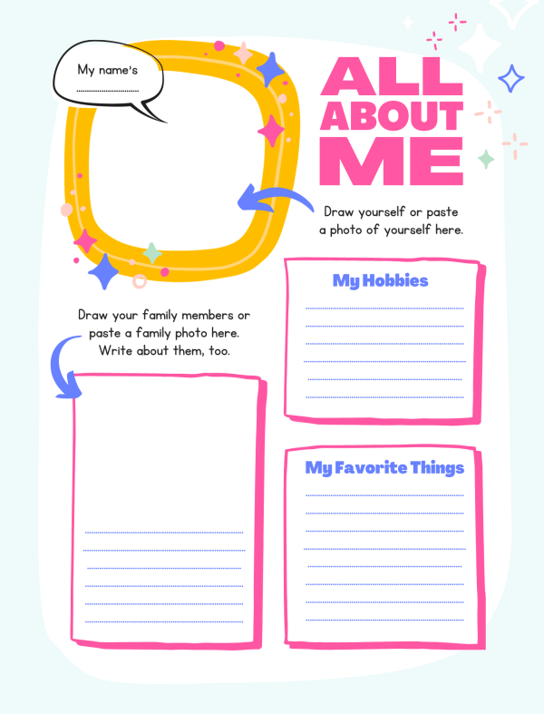get to know me free printable worksheet all about me 