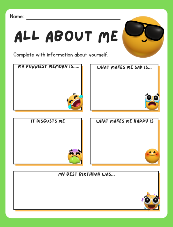 all about me emoji worksheet