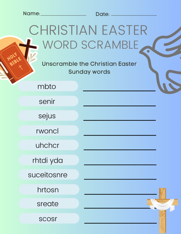 Christian Easter word scramble