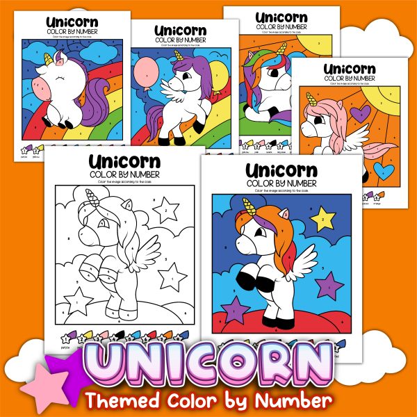 unicorn color by number for kids free printable