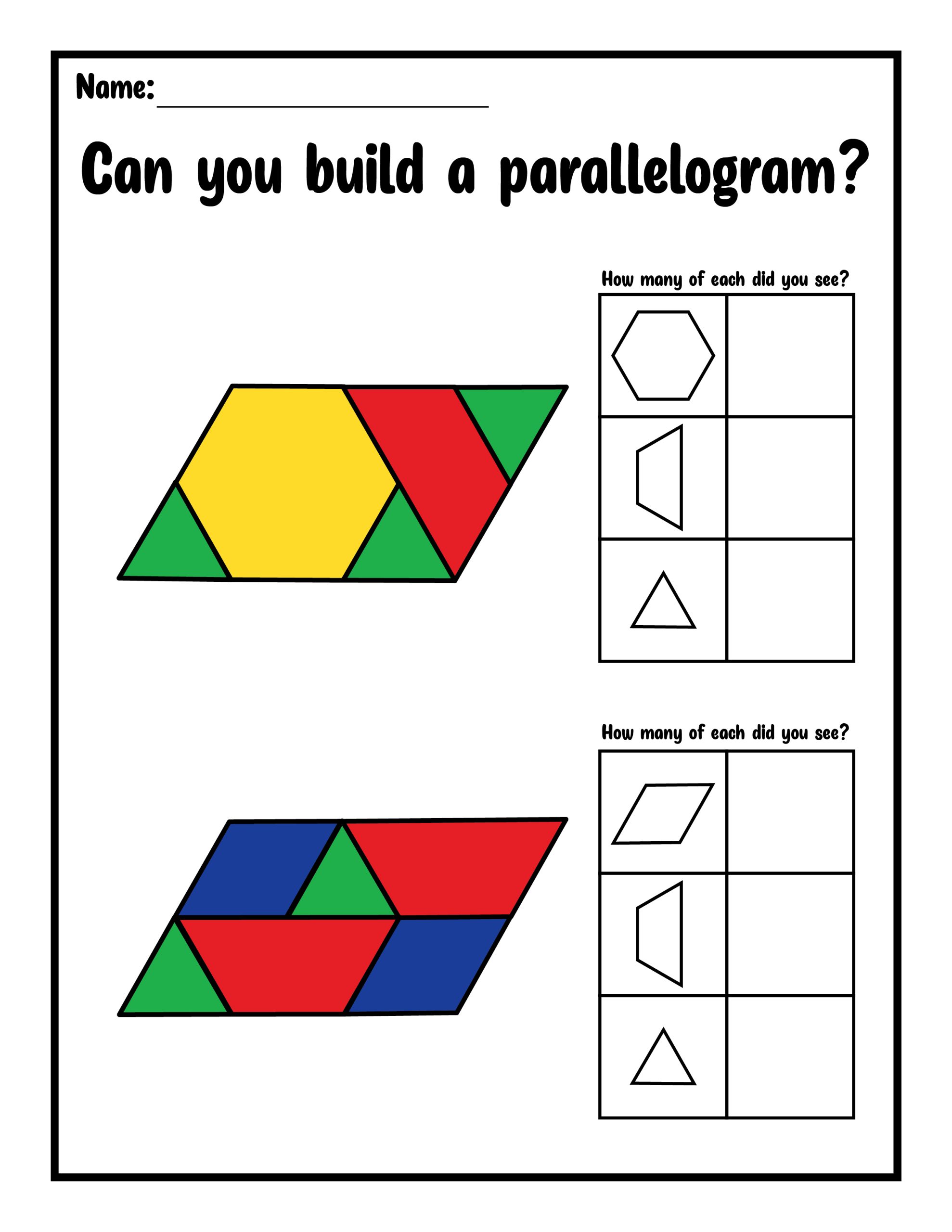Parallelogram Pattern Blocks Printable