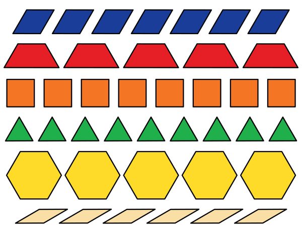 pattern blocks cut out printable triangle square rhombus rectangle parallelogram