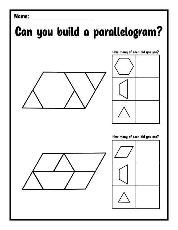 Parallelogram free printable pattern blocks perfect for preschoolers, kindergarten