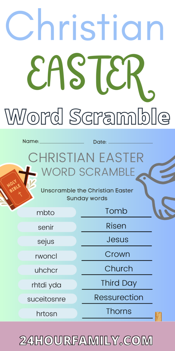 Word Scramble easter for sunday school