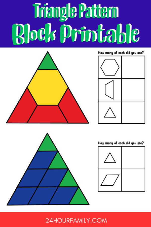 Triangle pattern block printable for kids free educational printables for kids
