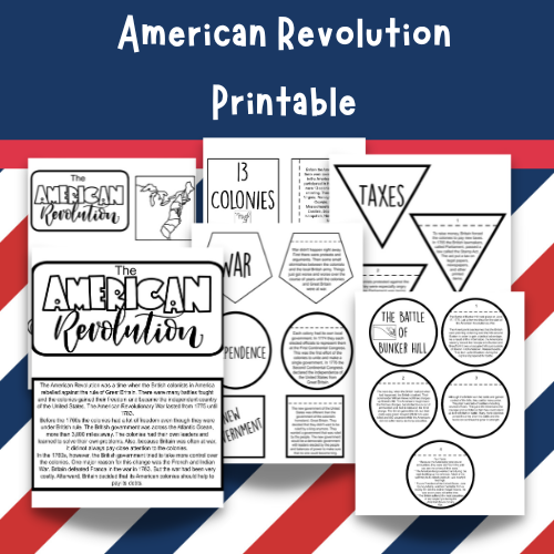 American Revolution printables for kids