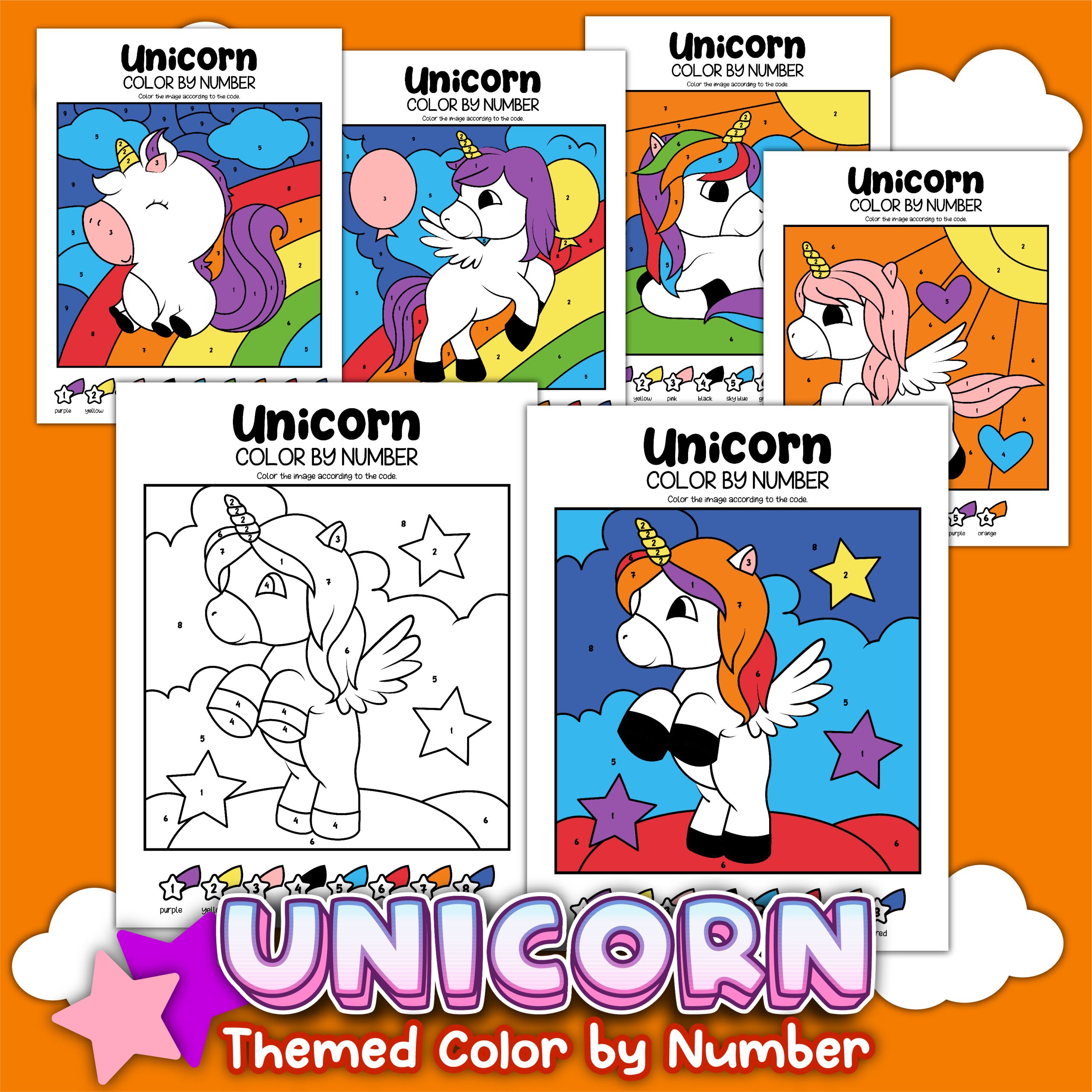 Unicorn Color by Number (Free Printable)