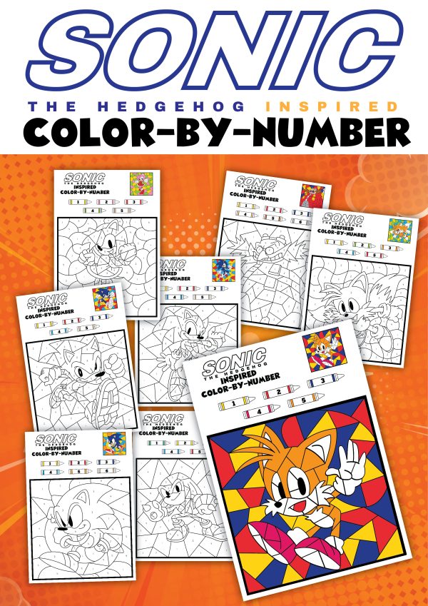 Sonic the Hedgehog color by number coloring pages